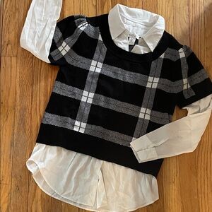 Stylish Black and White Kids Plaid Shirt